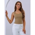 thumbnail image 5 of Unique Bargains Women's Ribbed Undershirt Square Neck Tank Top with Built-In Bra S Brown, 5 of 6