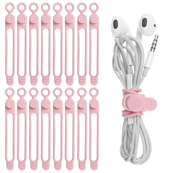 Organizador de cables de silicona Nearockle, 16 unidades, color rosa