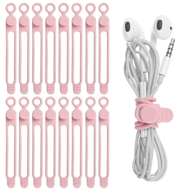 Organizador de cables de silicona Nearockle, 16 unidades, color rosa