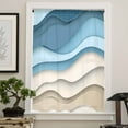 thumbnail image 4 of Blue Beige Ombre Semi Sheer Curtains Drapes for Living Room, Bedroom, French Doors Window 63 Inches Long, Moire Art Geometric Abstract Modern Rod Pocket Chiffon Curtain Drapery Voile Draperies Panel, 4 of 6
