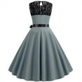 thumbnail image 3 of YYDGH Women's 1950s Vintage Rockabilly Swing Dress Crew Neck Floral Lace Cocktail Party Dress Wedding Prom Evening Dresses Gray XXL, 3 of 7