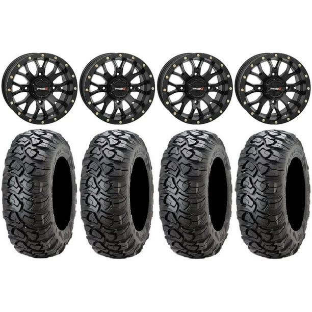System 3 ST3 Black 14" Wheels 28" Ultracross Tires Yamaha Viking
