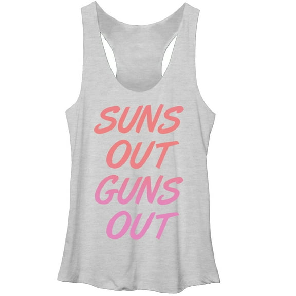 Women's CHIN UP Sun's Out Guns Out Racerback Tank Top White Heather Small