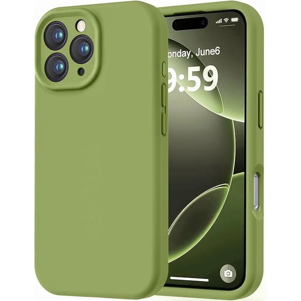 Funda de Silicona Premium, Forro de Microfibra Suave, para iPhone 16 Pro de 6.3 Pulgadas, Verde Cedro