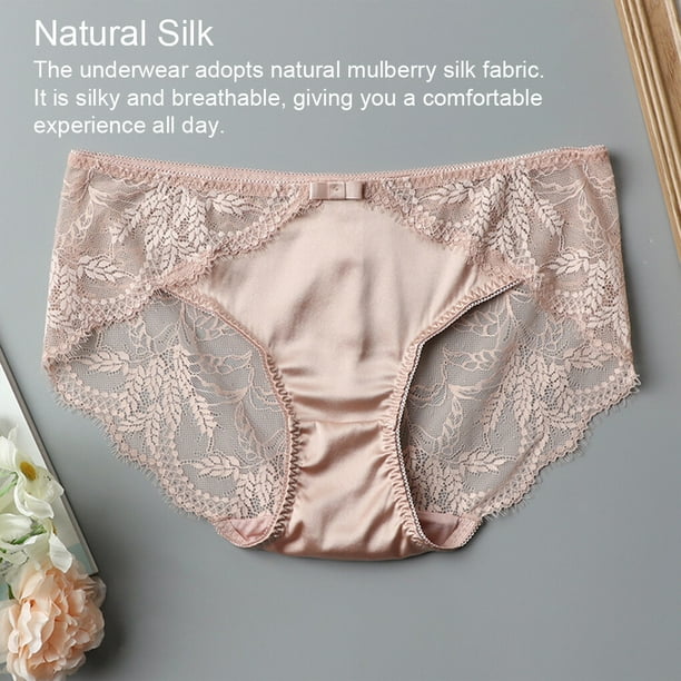Cheap Women's Mulberry Silk Panties Underpants Soft Comfort Underwear Solid  Girls Female Briefs Sexy Lingerie Plus Size Lingerie