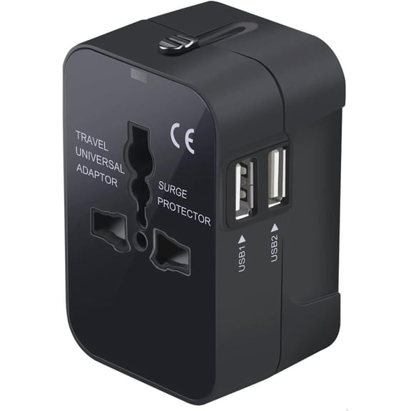 Travel Adapter with USB C, Universal All in One Worldwide Travel Adapter Power Converters Wall Charger AC Power Plug Adapter USB Type C Charging Ports for USA EU UK AUS