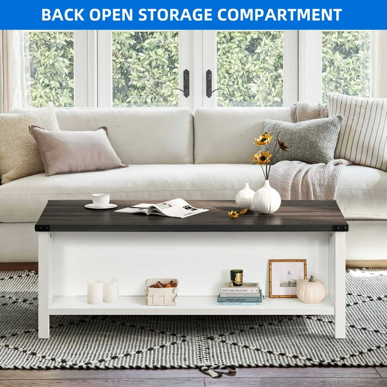 Dextrus Farmhouse Coffee Table with Storage, 2-Tier Storage Dextrus Farmhouse Coffee Table with Storage, 2-Tier Storage