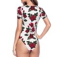 thumbnail image 4 of Naloa Rose Flowers Women's Short-Sleeved Onesie, One-Piece Swimsuit for Parties, dates, clubs - Large, 4 of 9