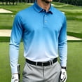 thumbnail image 2 of Bovxnpu Mens Long Sleeve Shirts Button Tee Dress Golf Shirt Gradient Button Down Shirt Casual Collared Tops, 2 of 6