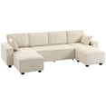 thumbnail image 1 of HOMCOM Sofa with Double Chaises, Modular U Shaped Couch, Beige, 1 of 10