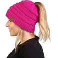 thumbnail image 1 of HSHDLDF Ponytail Messy Bun BeanieTail Women's Beanie Solid Ribbed Hat Cap, 1 of 7