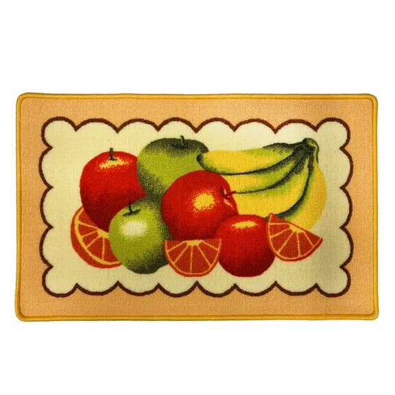 Orange And Bananas Printed Kitchen Rug Mat, Orange-Yellow, 18x30 Inches