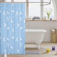 thumbnail image 3 of Manfei Minimalist Stars Polka Dot Shower Curtain 72Wx84L,Cute Moon Bathroom Shower Curtain,Light Blue White, 3 of 5