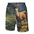 thumbnail image 4 of Fuzoiu Peaceful Deer Lily Pond Print Men's Beach Shorts,Men's Swim Trunks,Quick Dry Board Shorts with Pockets,Men's Bathing Suits for Surfing, Running, and Casual Wear-Large, 4 of 6