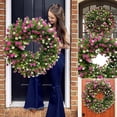 thumbnail image 1 of Spring Festival Summer Powder White Wreath Simulation White Wreath Door Hanging Home Decoration Spring and Summer Wreath Farmhouse Door Front Decoration Farm Wreath, 1 of 5