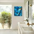 thumbnail image 4 of ZFLMY Butterflies Blue Generative Art Modern Canvas Prints Wall Art Home Decor Living Room Bathroom Bedroom Office, Ready to Hang, Various Sizes 12x16in, 4 of 5