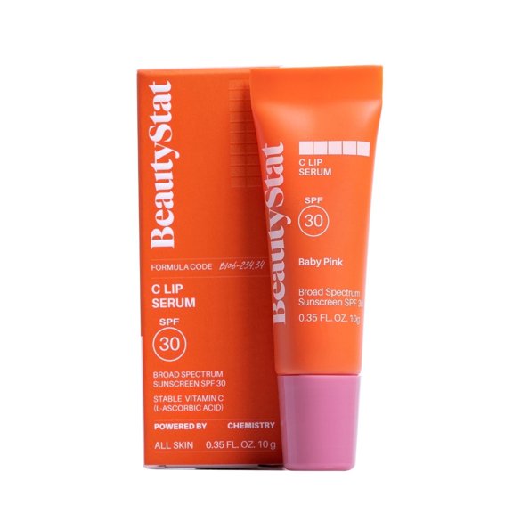 BeautyStat C Lip Serum SPF 30, Hydrating Lip Plumper, Made in the USA with Vitamin C, Peptides, 0.35 Fl. Oz. (Baby Pink)
