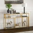 thumbnail image 7 of Evelyn&Zoe Cortland 48" Wide Rectangular Console Table with Glass Shelves, Brass, 7 of 7