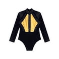 thumbnail image 3 of CHICTRY Shiny Gymnastics Leotard for Girls Rhinestone Mock Mesh Sleeve Ballet Unitard Top Gold 16, 3 of 5