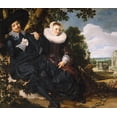 thumbnail image 2 of Hals, Frans 23x20 Gold Ornate Wood Framed with Double Matting Museum Art Print Titled - Marriage Portrait of Isaac Massa and Beatrix van der Laen, 2 of 4