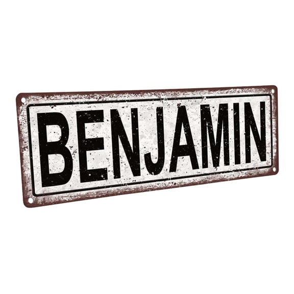 Benjamin 4"x12" Metal Sign, Wall Décor for Kids Room and Nursery