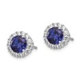thumbnail image 2 of Cheryl M 925 Sterling Silver RH-plated Lab Created Dark Blue Spinel & CZ Round Post Earrings; for Adults and Teens; for Women and Men, 2 of 3