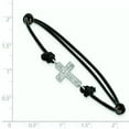 thumbnail image 2 of Designer Sterling Silver Rhodium-Plated Cz Cross Black Leather Adjustable Bracelet Made In China -Jewelry By Sweet Pea Creations, 2 of 2