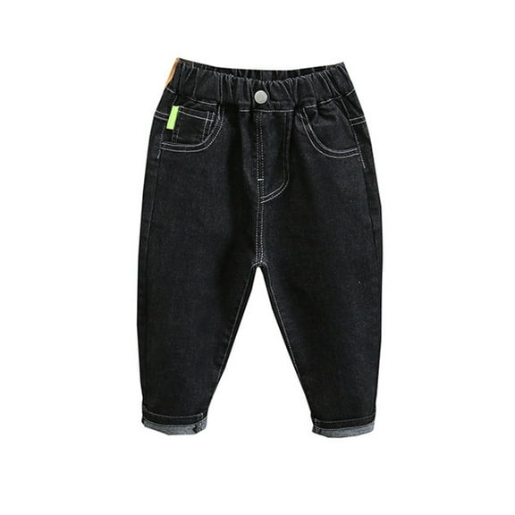 Coerni Toddler Jeans Elastic Waist Straight Trendy Denim Pants Baby Boys Girls Skinny Cropped Trousers Summer Casual Comfy