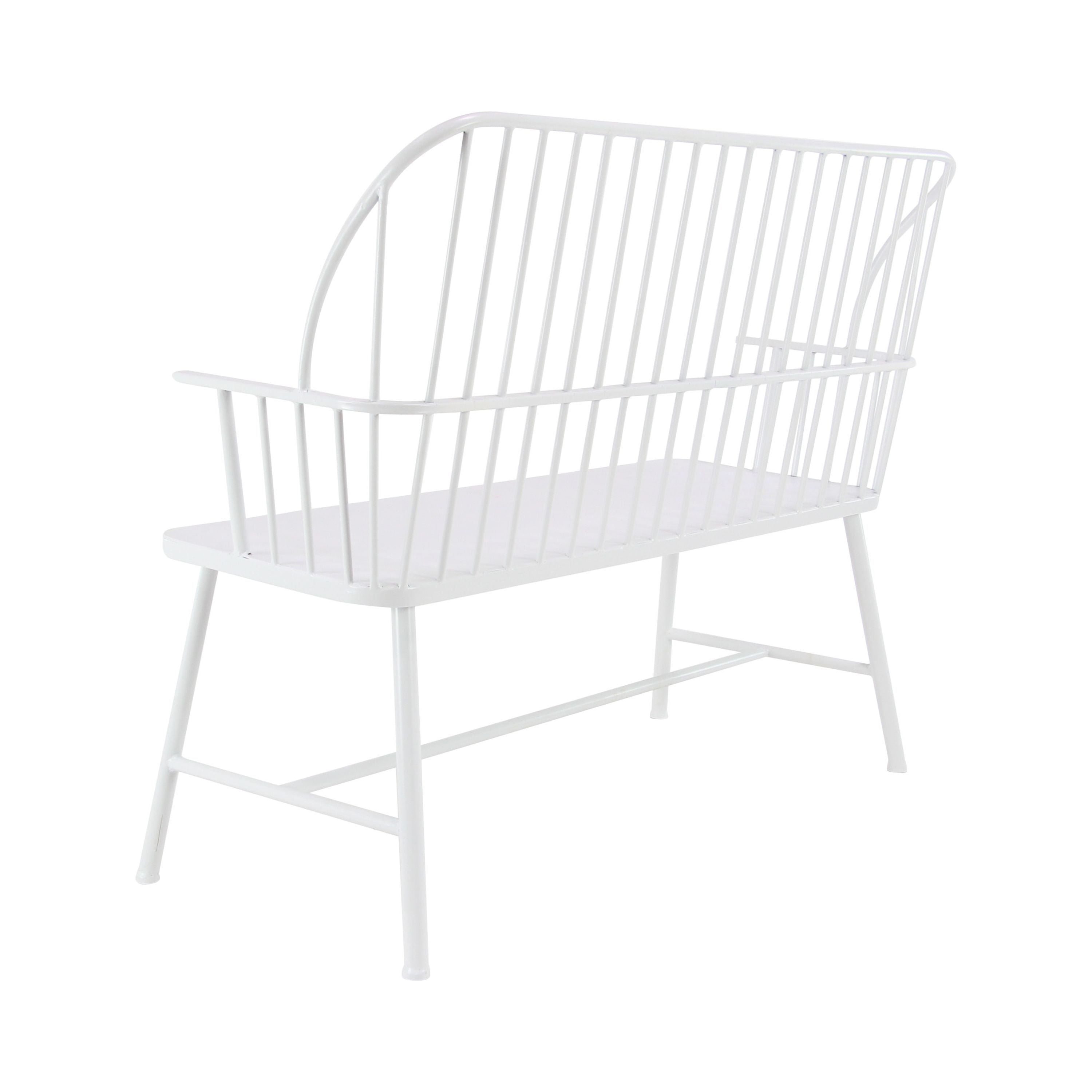 DecMode Metal Outdoor Bench, White