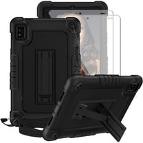FIEWESEY for Moxee Tablet 2 Kids Case 8 inch ,Shockproof Kids Rugged Case with Shoulder Strap Case for Moxee 8 inch (Model:MT-T8B22) 2022 Released Tablet Screen Protector (Black/Black,2 Pcs)