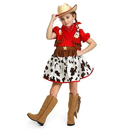 Dress Up America Girls Cutie Star Cowgirl Halloween Deluxe Costume