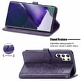 thumbnail image 5 of Feishell Embossed PU Leather Wallet Phone Case for Samsung Galaxy S22 Ultra 6.8 inch,Full Protection Magnetic Clasp Flip Stand Card Slots Shockproof Protective Cover with Hand Strap,Purple, 5 of 14