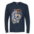 thumbnail image 2 of Wolf Oil Painting Animal Lover Mens Long Sleeve Shirt, Vintage Heather Navy, 2XL, 2 of 3