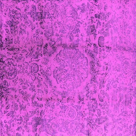 Ahgly Company Indoor Square Oriental Pink Industrial Area Rugs, 7' Square