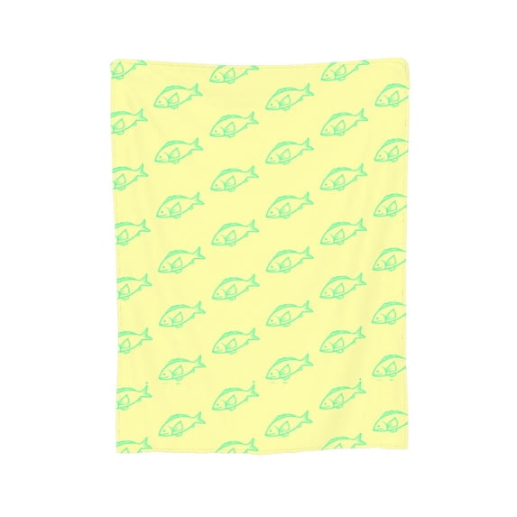XMXY Fleece Throw Blanket for Couch, Yellow Fish Seamless Lightweight Plush Fuzzy Cozy Soft Bed Blankets and Throws for Sofa, 50"x40" inches