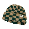 thumbnail image 2 of Naierhg Beanie Women Winter Hat Knitting Contrast Color Thick Elastic No Brim Cold-proof Plaid Chessboard Women Hat Clothes AccessoryGreen, 2 of 8