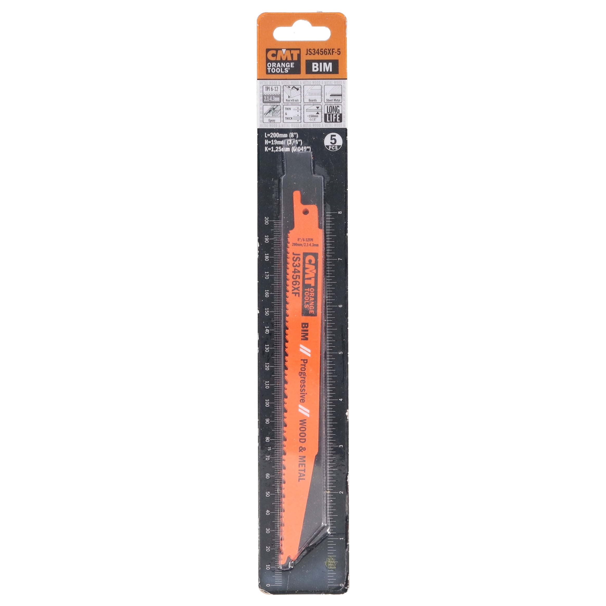 CMT JS3456XF-5 6-12 TPI 5-Piece 7-Inch Bimetal Saw Blades for Reciprocating Saws