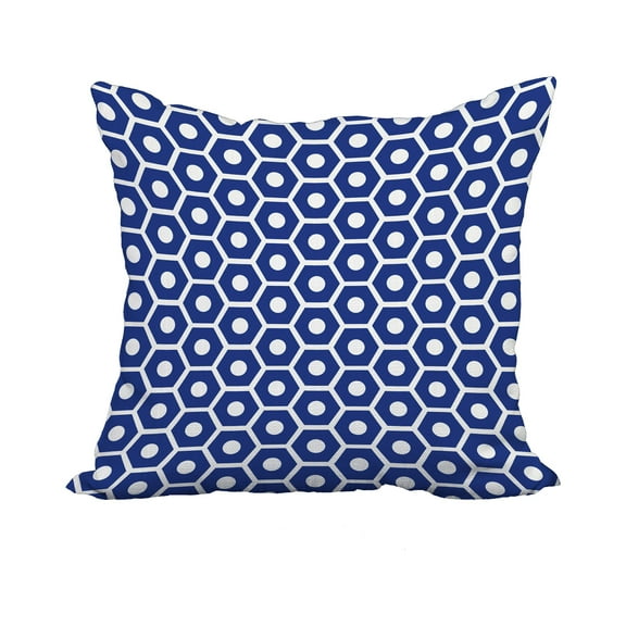 18 x 18 Inch Blue Geometric Print Decorative Polyester Throw Pillow with a Linen Texture