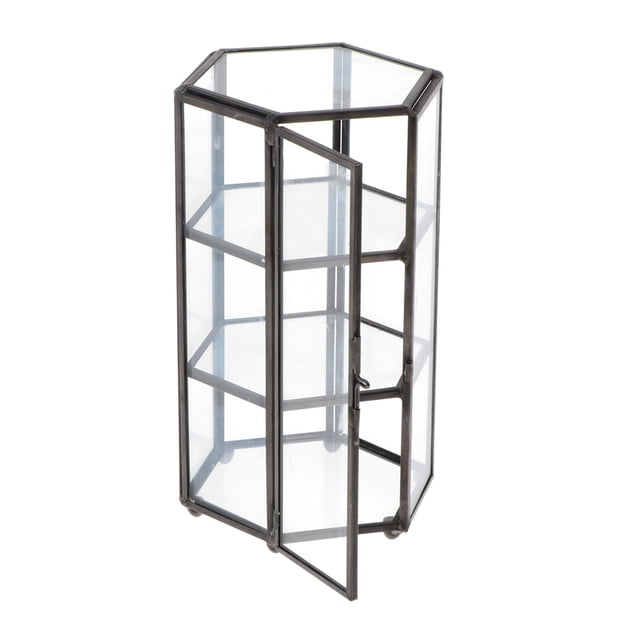 Candelabro de cristal hexagonal 3D para sala Negro Sunnimix Candelero geométrico 3D