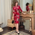 thumbnail image 3 of Cheongsam de otoño e invierno con cuello alto de terciopelo, cheongsam de estilo chino ajustado, traje noble para actuación, 3 of 6