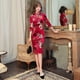 thumbnail image 2 of Cheongsam de otoño e invierno con cuello alto de terciopelo, cheongsam de estilo chino ajustado, traje noble para actuación, 2 of 5