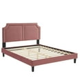 thumbnail image 3 of Platform Bed Frame, Rivet Nailhead, King Size, Pink, Velvet, Mid Century Bedroom, Modern Contemporary Boutique HB35472, 3 of 12
