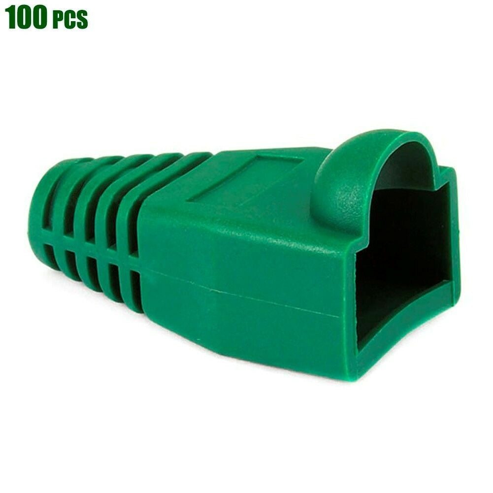 100 Pcs Network RJ45 Cable Ends Plug Connector Cover Boot Cap Cat6 Cat5 Green