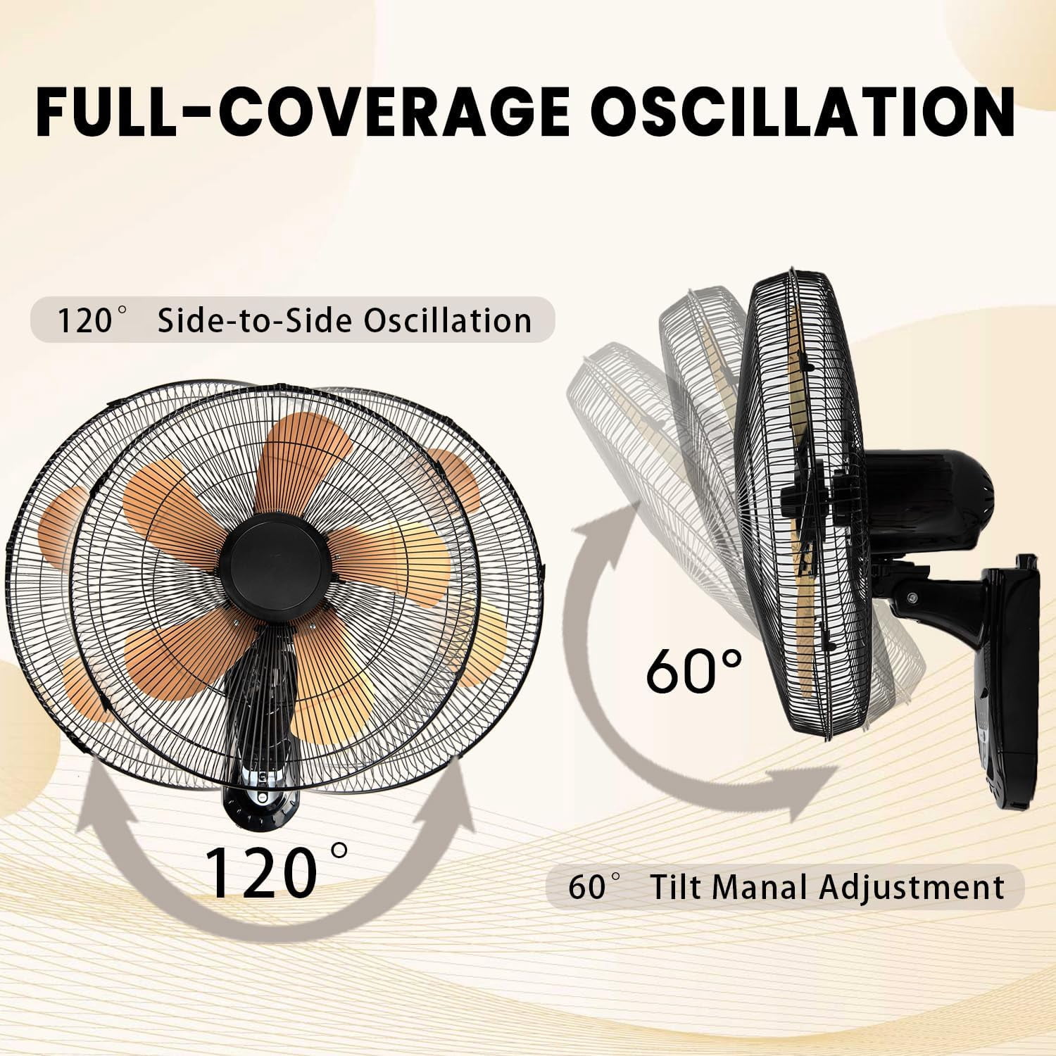 2 Pack 20inch Wall Mount Fan, 5000 CFM High Velocity Fan with Remote & 4-Hour Timer, 3-Speed Oscillating Fan  Cooling for Garage & Workshop, Yellow