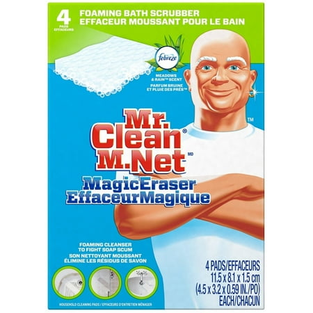 Mr. Clean Magic Eraser Foaming Bath Scrubber with Febreze Meadow & Rain Scent 4 ea (Pack of 6)
