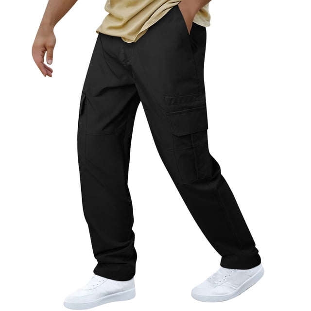 Leodye Pantalon Cargo Tactique pour Hommes Résistant à l'Eau Ripstop Séchage Rapide Randonnée Travail avec Poches Noir TTTG(TTTG)