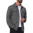 thumbnail image 5 of Men's Casual Shacket Button Long Sleeves Trucker Jacket for Everyday Wear XL Gray, 5 of 6
