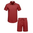 thumbnail image 4 of COOFANDY Men's Cotton Linen Sets Short Sleeve Button Down Shirts Summer Beach Shorts Outfits Matching Swim Set Beach Attire, 4 of 4