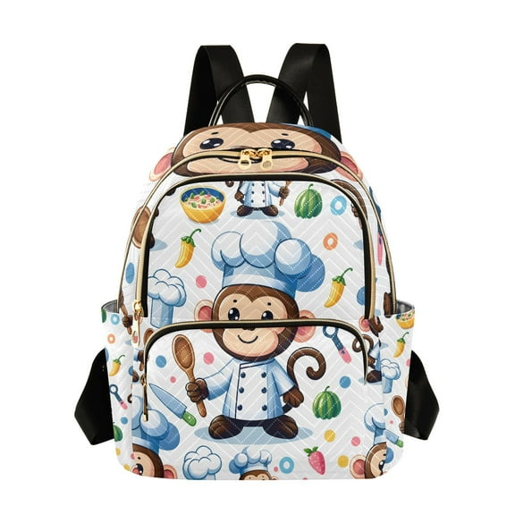 Monkey Chef Cooker Travel Laptop Backpack Casual Daypack Lightweight Bookbag Compartment for Business