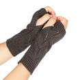 thumbnail image 1 of Casual Solid Knit Fingerless Mittens For Daily Use Warm Textured Handwear Comfortable Wrist Winter, 1 of 3